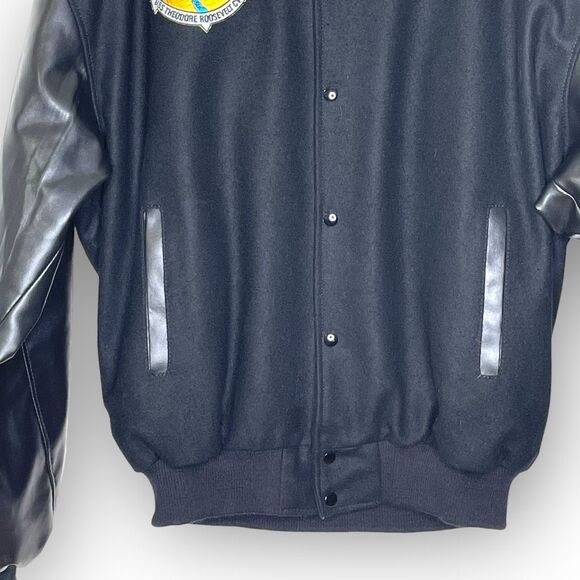USS Theodore Roosevelt Operation Iraqi Freedom Black Wool Bomber Jacket Men’s XL - Picture 4 of 10